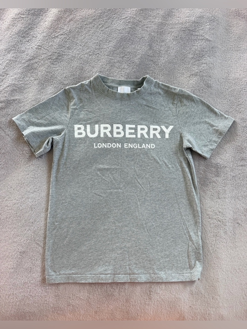 Burberry Grey Cotton Stretchy Logo T Shirt Size XS-S